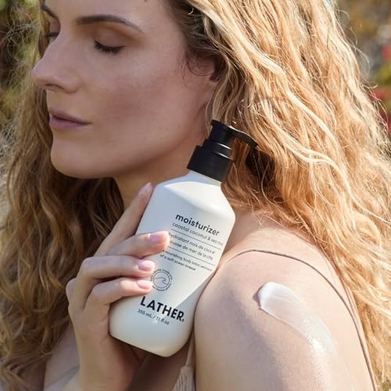 LATHER Coastal Coconut & Sea Moss Body Moisturizer | Deep Hydration & Nourishing Skin Care | Paraben & Sulfate-Free | Lightweight & Fast-Absorbing | Suitable for All Skin Types | 12 OZ