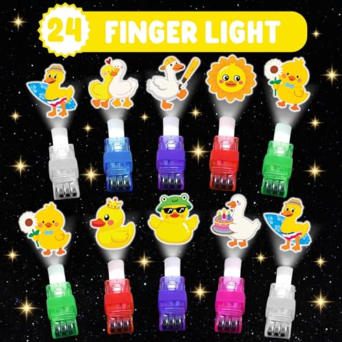 72 PCS Duck Party Favors ? 48 PCS Luminous Tattoos & 24 PCS LED Finger Lights Combo ? Birthday Goodie Bag Fillers, Party Supplies, Gifts Light Up Toys Glow In The Dark for Boys and Girls
