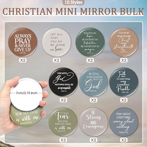 Christian Gifts for Women Set - Neutral Colors & Aesthetic Style, 20 Makeup Bags & Mirrors
