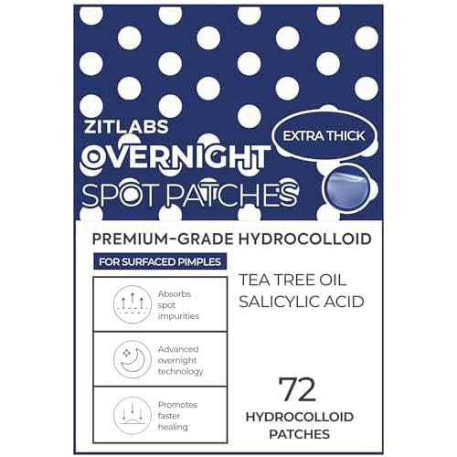 Pimple Patches for Face | Hydrocolloid Acne Patches with Tea Tree Oil & Salicylic Acid | For Zits, Blemishes, Breakouts | Medical-Grade Hydrocolloid | Overnight PM Patches | Pack of 72
