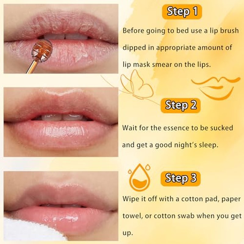 3 Pcs Bee Lip Balm Honey Pot with Stick,Moisturizing Lip Mask Overnight,Day and Night Tinted Sleeping Lip Balm,Hydrating Lip Scrubs Exfoliator & Moisturizer