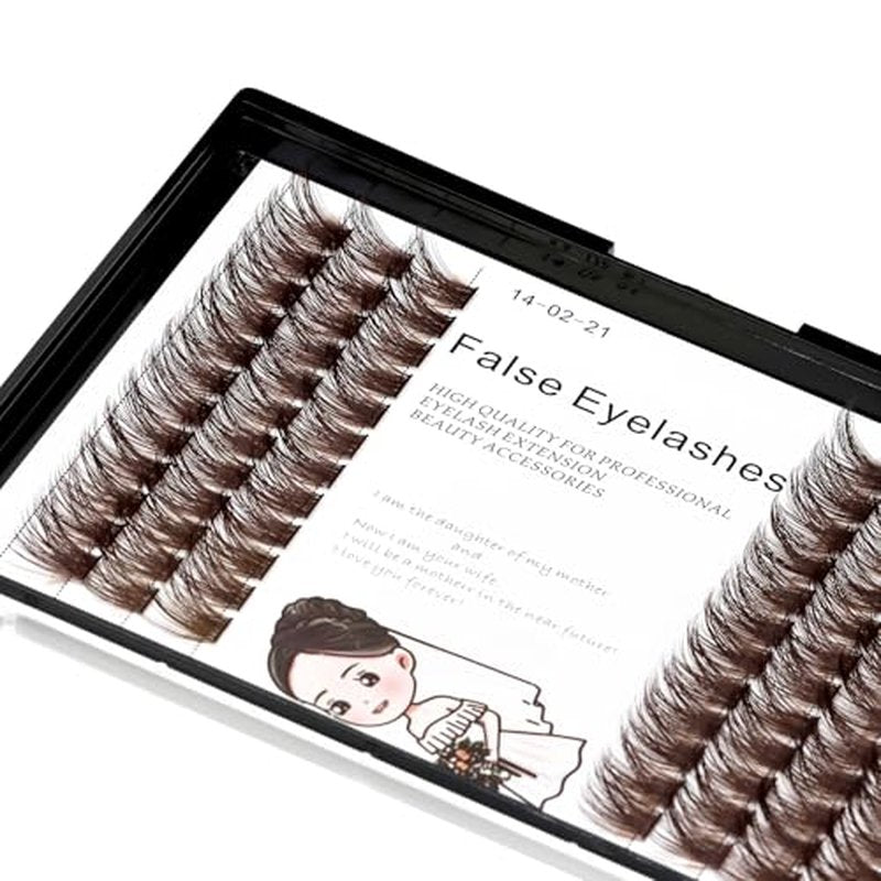 Bodermincer Black/Brown Color Natural Lash Clusters 84pcs Wispy Eyelash Clusters Eyelash Extensions D Curl Individual Lashes Natural Look Lashes with Thin Lash Band (Brown-12mm)