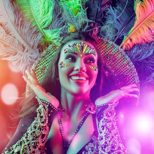 Wehhbtye 8 Set Mardi Gras Face Jewels Stickers, Self-Adhesive Mardi Gras Eye Gems Sticker, Glitter Face Crystals Decoration for Women Party Costume Cosplay Makeup Dress-up Decor