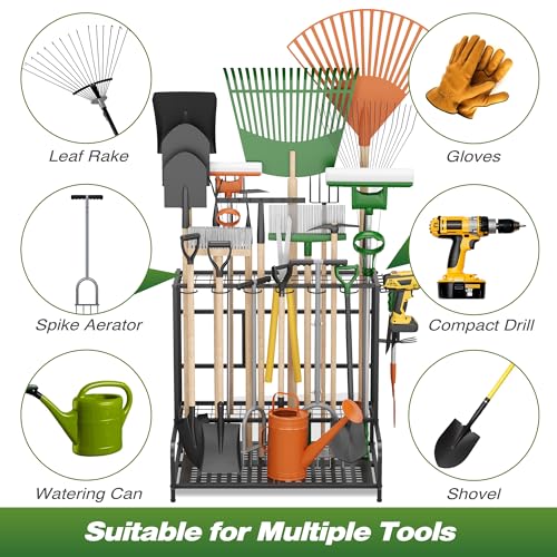 Garden Tool Organizer Rack with 39 Slots & Accessories – No Wheels