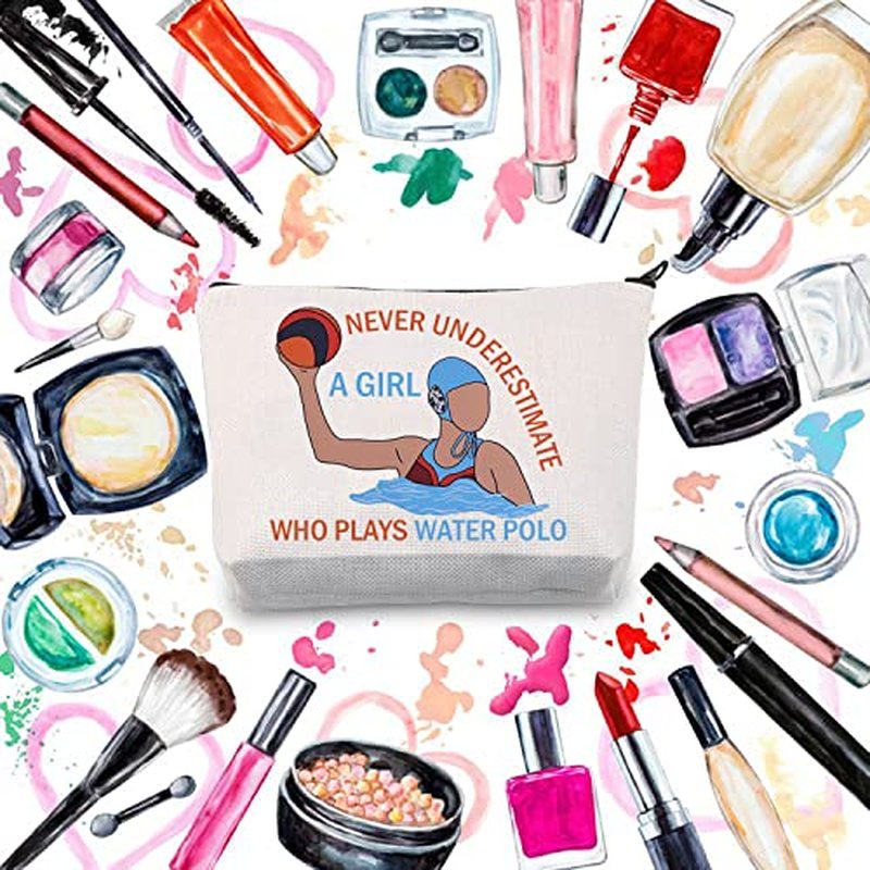 BDPWSS Water Polo Makeup Bag - Player Gift, Never Underestimate a Girl Who Plays Water Polo Toiletry Bag
