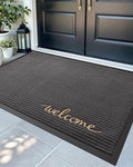 Welcome Grey Front Door Mat 48x72 Rubber Entry Doormat - Outside Entrance