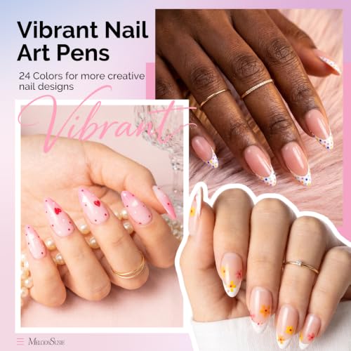 Nail Art Pens Set - 24 Colors 0.7MM Fine Tip Nail Polish Pens for Detailed Nail Designs