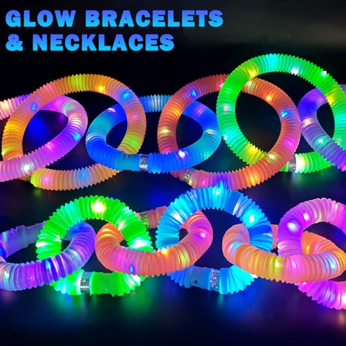 Kannove 96PCS Bulk Glow Sticks Halloween Party Favors - Light Up Pop Tubes for Kids & Events