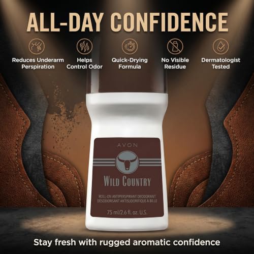 AVON Wild Country Men's Roll-On Deodorant 4 Pack - 2.6 oz Each