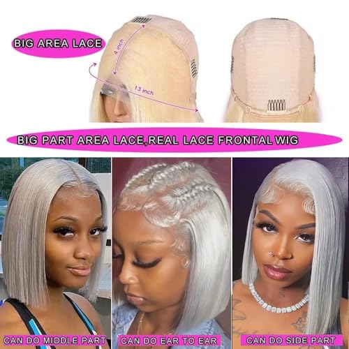 Guebb Grey 10 Inch HD Transparent Lace Front Wig for Black Women