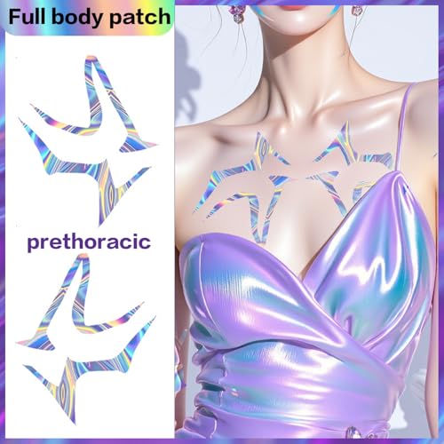 Movie Hunters Rumi Temporary Tattoos Anime Purple Temporary Tattoos Dance Cosplay Tattoos Stickers Prop Halloween Cosplay Accessories Waterproof(Colorful Laser) 8 sheets