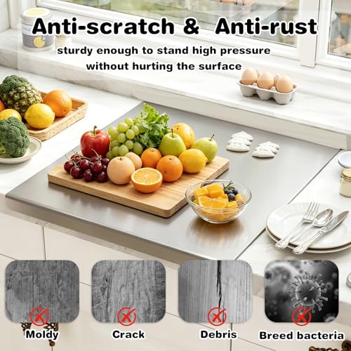Extra Large Stainless Steel Cutting Board 35.4x19.7 inches with Lip - Heavy Duty, Non-Slip, Dishwasher Safe