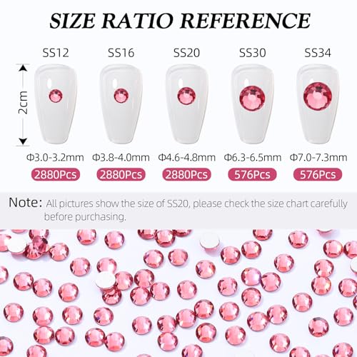 Rose SS20 Flatback Rhinestones 4.6-4.8mm - 2880PCS, Variation: 13-Rose