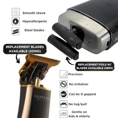 Supreme Trimmer 2-in-1 Crunch Lite Foil Shaver & T-Shaper Trimmer | ST5210 Beard Trimmer & STF600 Electric Razor | Travel Hair Trimmer Set | Black & Gold