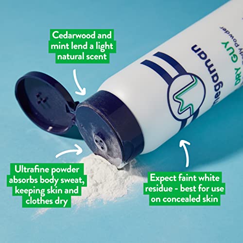 Megababe Dry Guy Body Powder - Talc-Free Sweat Absorbing 6 oz Pack of 2