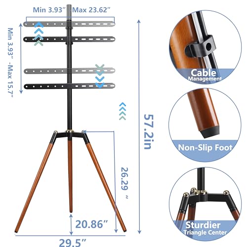 Ethu Tripod TV Stand for 32-65 Inch Flat & Curved Screens - Black & Walnut