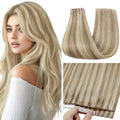 Full Shine Tape-In Weft Hair Extensions - Desert Blonde Highlighted 20 Inch (Pack of 50G)