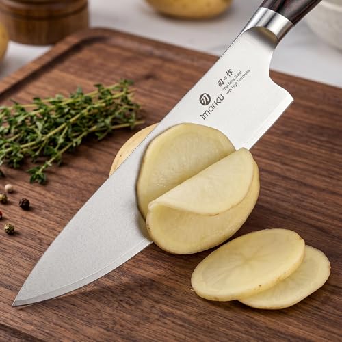 Imarku Japanese Chef Knife 8 Inch with Brown & Black Handle - Razor Sharp HC Steel