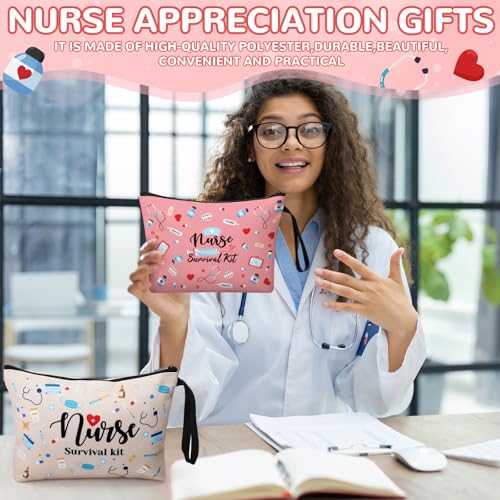 Fashionable Nurse Cosmetic Bags Bulk - 24 Pack with Handles, Vibrant Colors