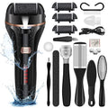 Black Electric Callus Remover & Pedicure Set - Rechargeable Foot Care Kit with 3 Roller Heads & 2 Speeds