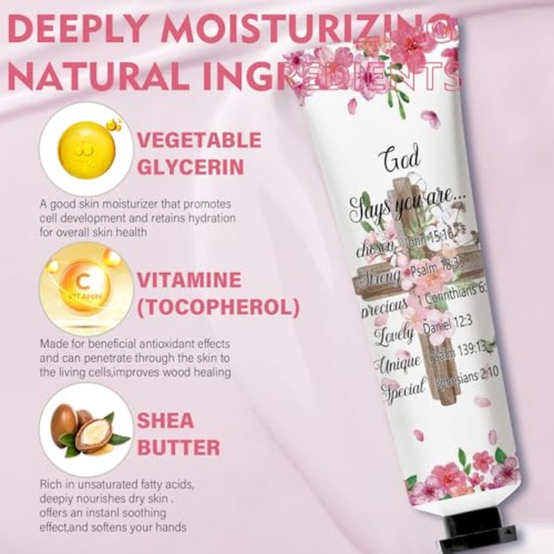 50 Pack Christian Hand Cream Set Gifts for Women Bible Verse Bulk Hand Lotion Travel Size, Hand Cream party Appreciation Gifts with Cards and Organza Bags for Teacher Mom Friend Gift