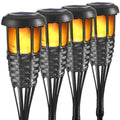 Black Solar Flickering Flame Tiki Torches 4 Pack Waterproof Outdoor Garden Patio Yard