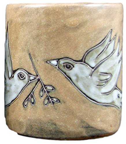 16 oz Ceramic Doves Mug - Handcrafted Stoneware Coffee Cup with Unique Design