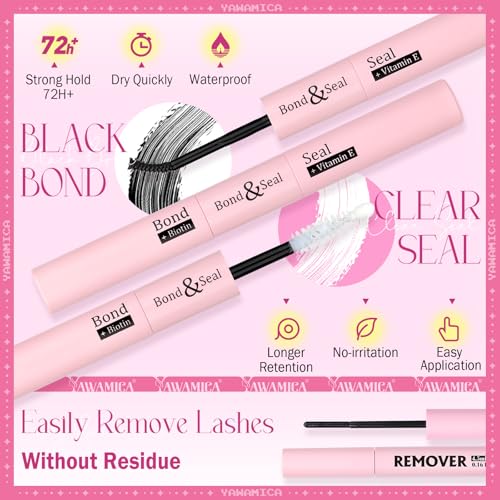 Yawamica Manga Lash Clusters Kit with Bottom Lashes DIY Eyelash Extension Kit Fairy Eyelash Clusters 8-16mm Individual Lashes Clusters Wispy Cluster Lashes with Bond and Seal Remover and Lash Tweezers