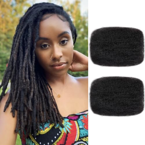 Afro Kinky Human Hair for Dreadlock Extensions 12 Inch 30g Natural Black - 2 Bundles