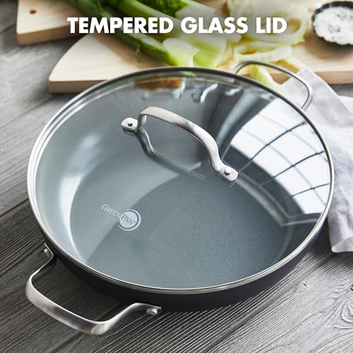 11-Inch Hard Anodized Ceramic Nonstick Frying Pan with Lid & Handles