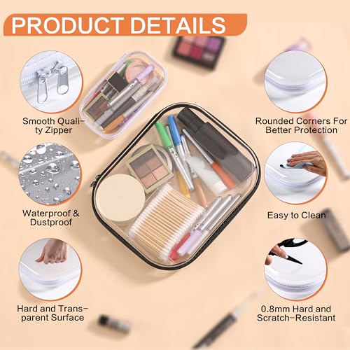 8PCS Extra Large 14.2" Clear Hard Shell Zipper Case : Clear Zipper Pouches Waterproof Lightweight Plastic Organizer Makeup Bag Organizer Hard Toy Storage Travel Pouches (4S+2M+2L)