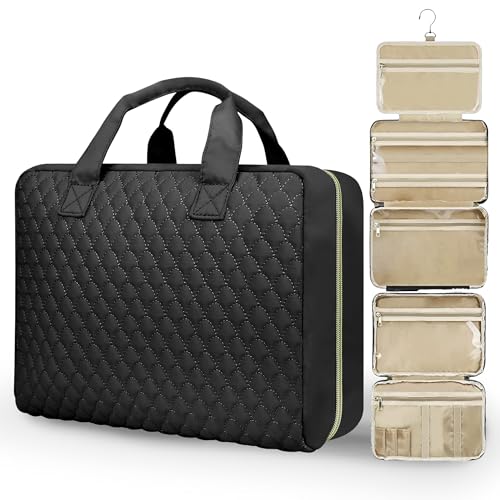 Large Detachable Travel Toiletry Bag for Women - Black Hanging Organizer
