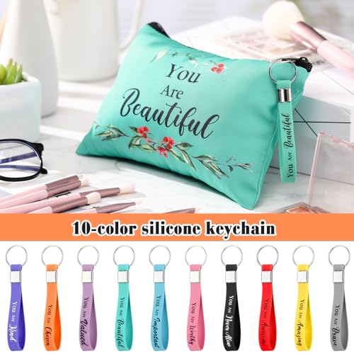 Christian Makeup Bags Keychains Bible Verse Bright Color Set - Inspirational Gifts