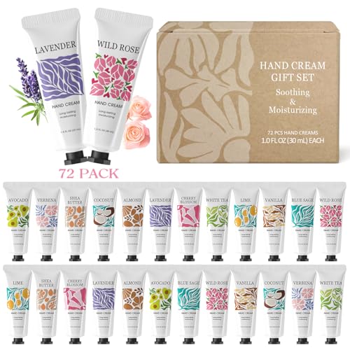 72 Pack Natural Hand Creams Bulk Gifts for Women Travel Size Moisturizing Lotion - Shea & Plant Extracts