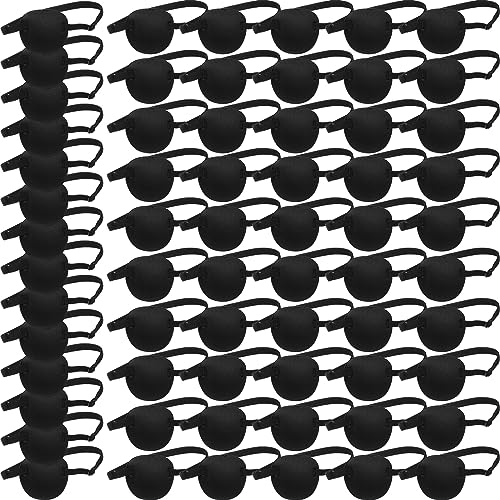 Pirate Eye Patches for Adults - Black, Adjustable, 54 Pieces Set