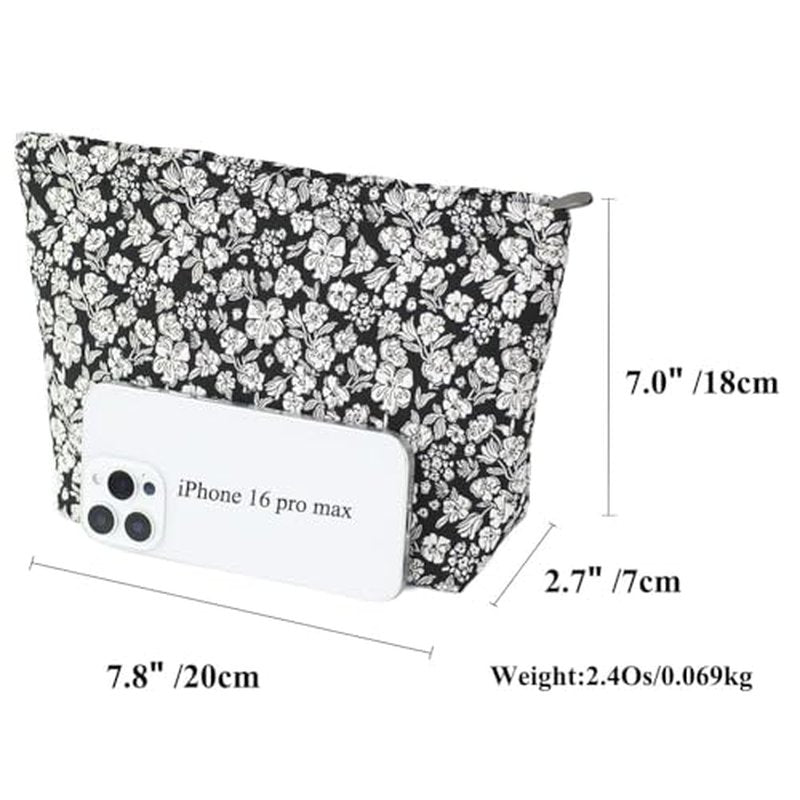 Floral Jacquard Makeup Bag - Large Capacity Cosmetic Pouch for Travel, Toiletry Organizer with Zipper, Perfect for Daily Use & Gifts, Stylish Make Up Organizer, Purses for Women Clearance