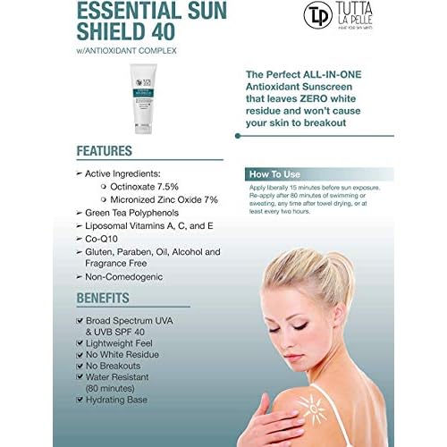 Zinc Oxide Sunscreen SPF 40 - Broad Spectrum UVA/UVB Protection - Water resistant (Up to 80 minutes) - Sunblock - Fragrance-free, Lightweight - Vitamin C Antioxidant - 3.5oz