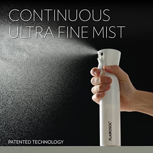 FLAIROSOL - The Original, 2 Pack Spray Bottle for Hair, Continuous Mister, Ultra Fine Water Mist - Clear Bottle & White Bottle