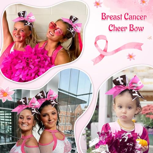 Large Pink Breast Cancer Awareness Cheer Bows - 8 Pack