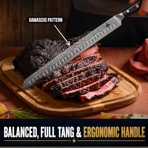 Iron Grillers 12-Inch & 6-Inch Meat Carving Knife Set with Fork - High-Carbon German Steel