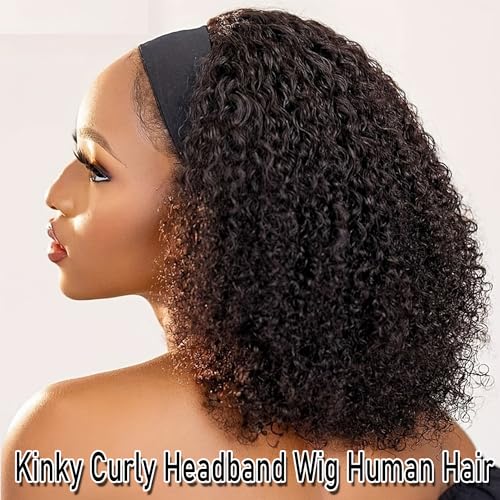 Coshgirl KC Natural Color 20 Inch Kinky Curly Headband Wig 150% Density Human Hair