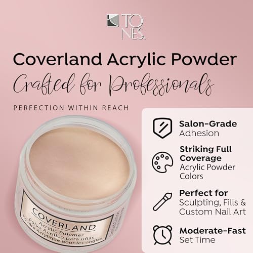 Tones Acrylic Powder 3.5oz "Sugar Cream" - Long Lasting Coverland Acrylic Nail Dip Powder Made in Usa - Limited Edition Non-Yellowing Acrylic Powder for Salon French Home & Manicure Use Bubble-Free
