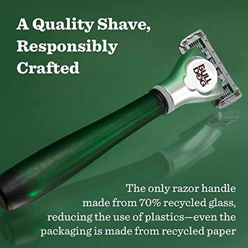 Bulldog Mens Skincare and Grooming Original Recycled Glass Handle Razor with Razor Stand