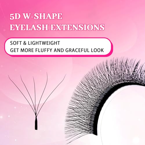 TDANCE YY Lash Extensions Premade Volume Eyelash Fans YY Lashes Matte Black W Lashes Extensions(W-5D-0.07-L,8-15 mm)