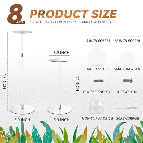 12-17 Inch Acrylic Hat Stand Display Rack Set - 8 Pieces, Adjustable Height