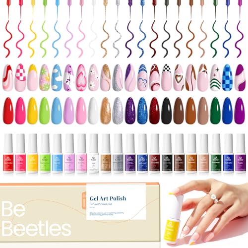 Beetles French Tip Gel Nail Polish Set - 20 Color Multicolor Variation B