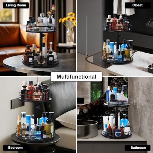 Rotating Cologne Organizer Stand 2-Tier Adjustable Black Display Shelf - Variation of THIS listing