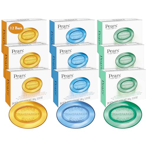 Glycerin Bar Soap 12-Pack - Hydrating Natural Pears Soap for Face & Body - 3.53 Oz