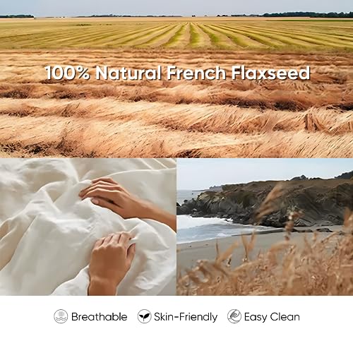 Linen Throw Blanket 79x57 Inches - Natural Flax, Soft, Breathable Bed Cover - MINUPWELL