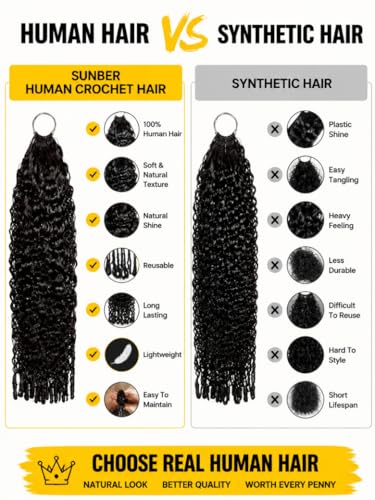 Natural Black Burmese Curly Crochet Hair 16 Inch Knotless Feather Human Hair